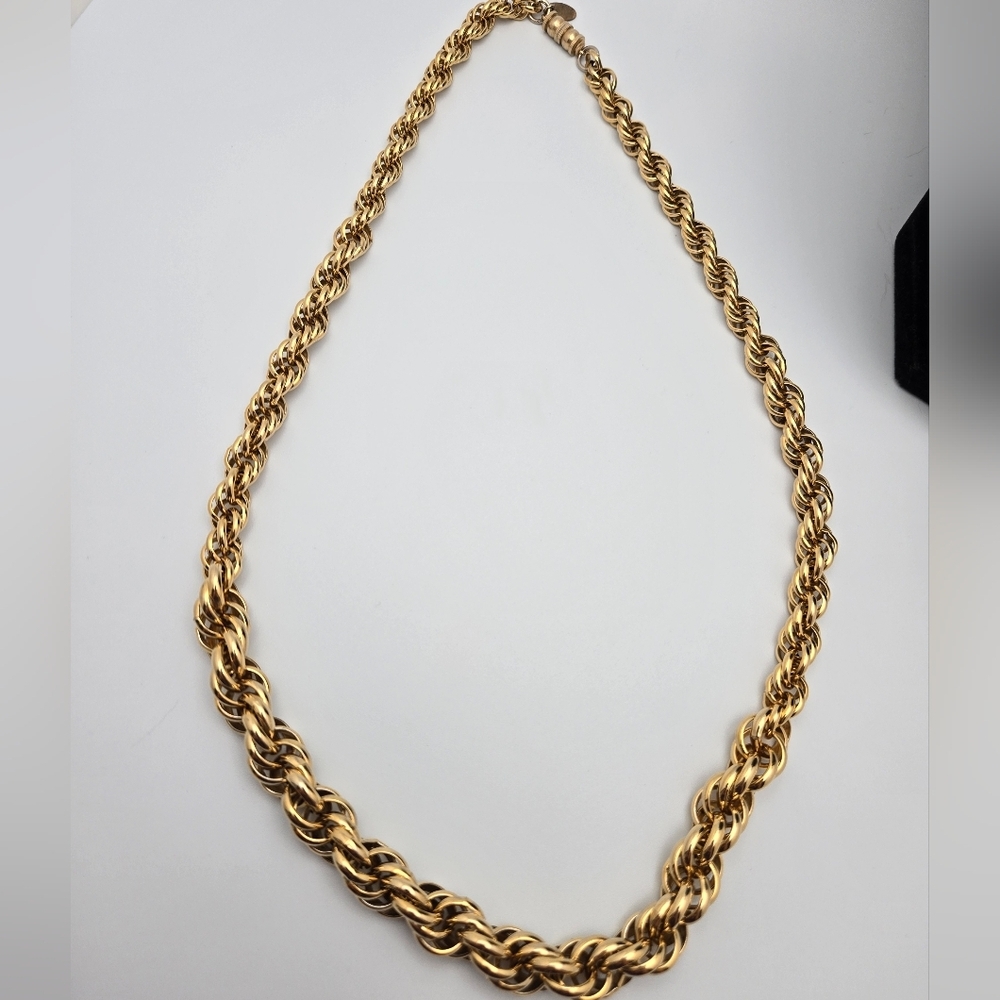 Vintage Gold Twisted Rope Chucky Chain Necklace Statement 24''